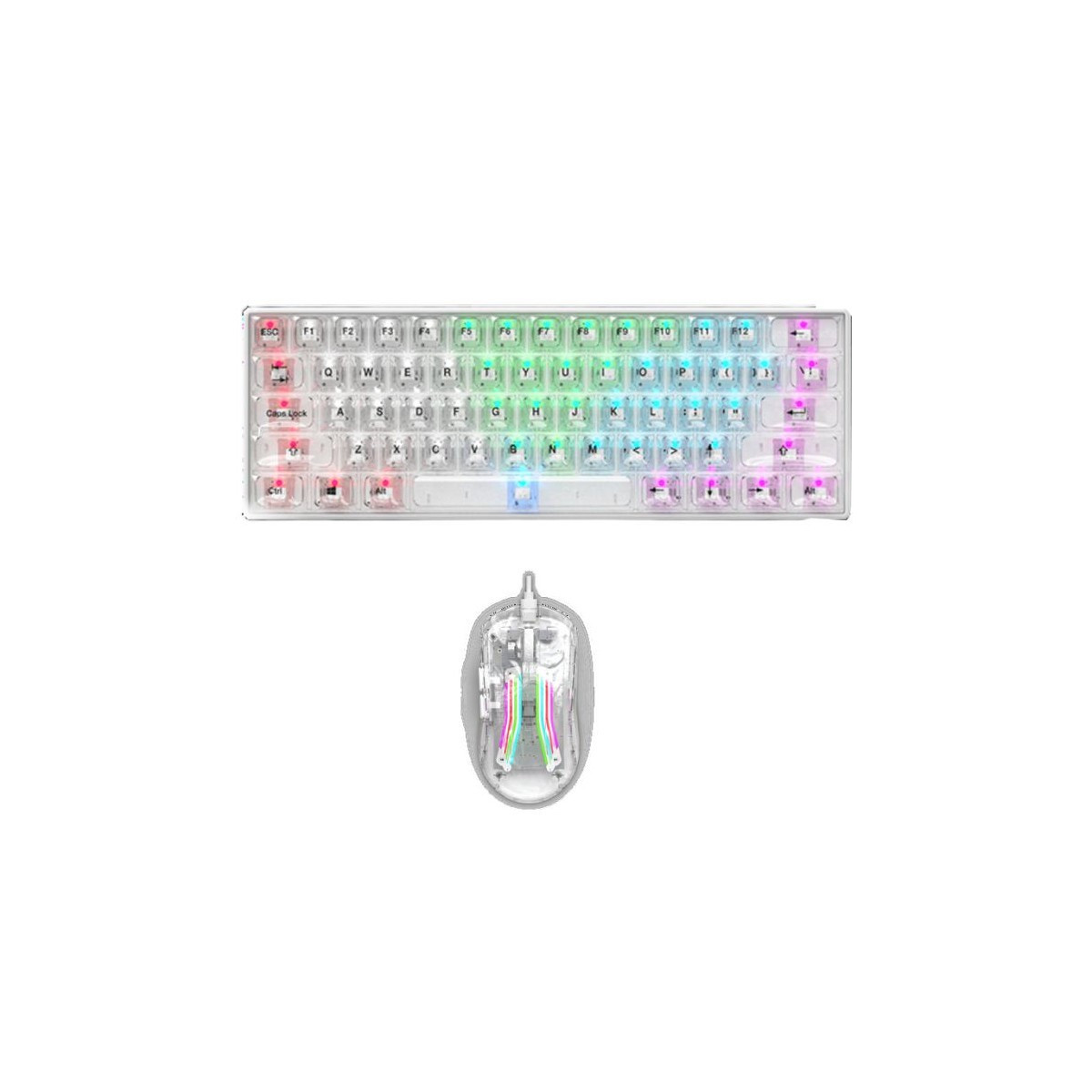 ENSEMBLE CLAVIER ET SOURIS GAMER FILAIRE STAR WAVE GCM1085 RGB / TRANSPARENT