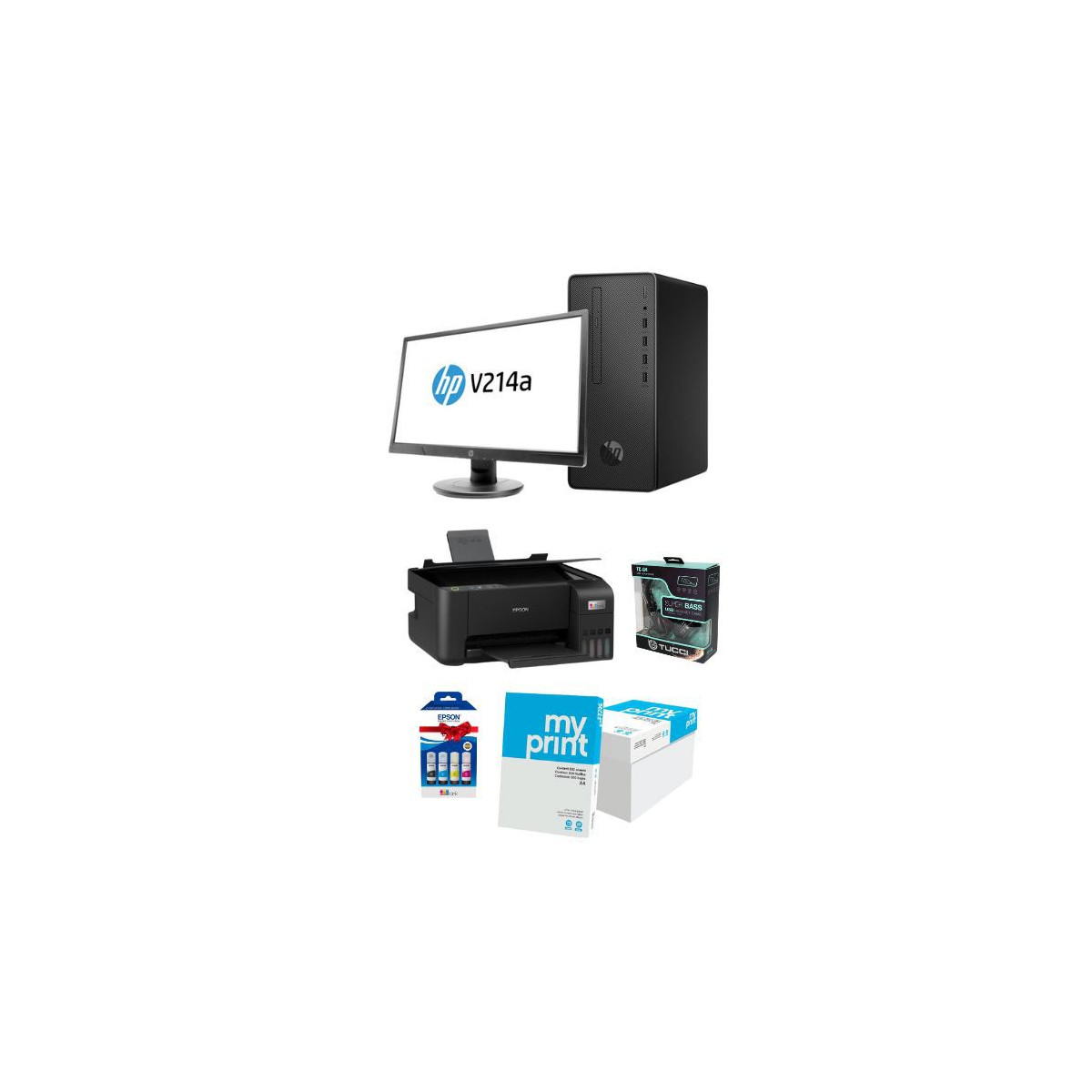 Pack Promo : PC de Bureau HP Pro 300 G3+imprimante EPSON+ Rame Papier+ Casque TC-Q4