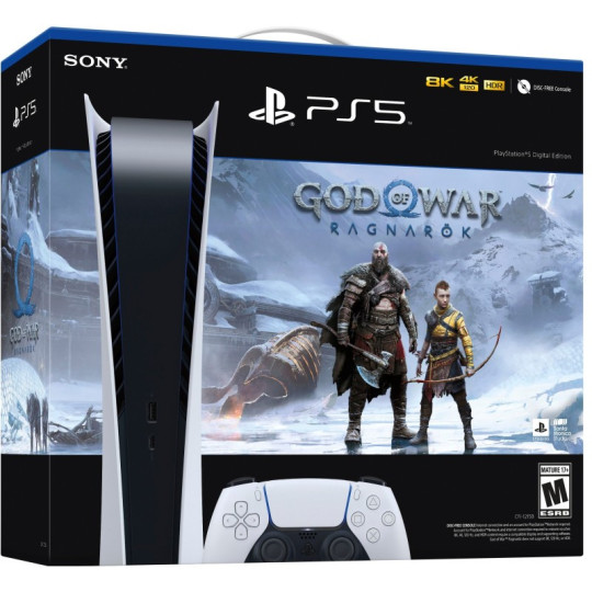 CONSOLE PLAYSTATION 5 EDITION DIGITALE + GOD OF WAR RAGNARÖK +STATION DE CHARGE DUAL SENSE