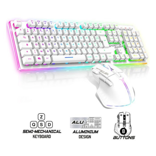 ENSEMBLE CLAVIER ET SOURIS GAMER SANS FIL SPIRIT OF GAMER ULTIMATE 600 / BLANC