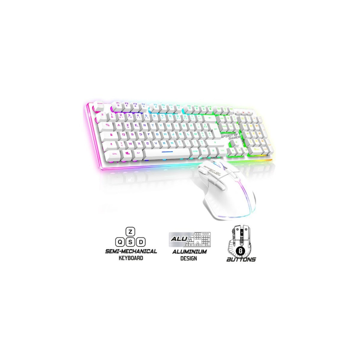 ENSEMBLE CLAVIER ET SOURIS GAMER SANS FIL SPIRIT OF GAMER ULTIMATE 600 / BLANC