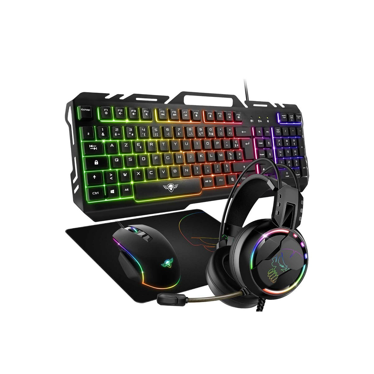 PACK GAMING SPIRIT OF GAMER 4EN1: CLAVIER + CASQUE + SOURIS + TAPIS