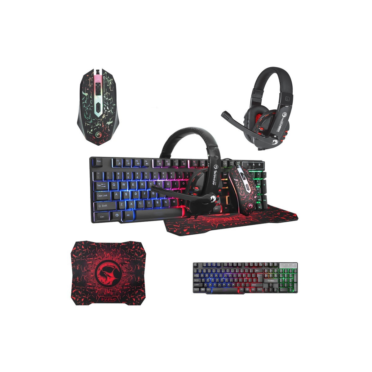 PACK GAMING MACRO G301: CLAVIER + SOURIS + CASQUE + TAPIS SOURIS