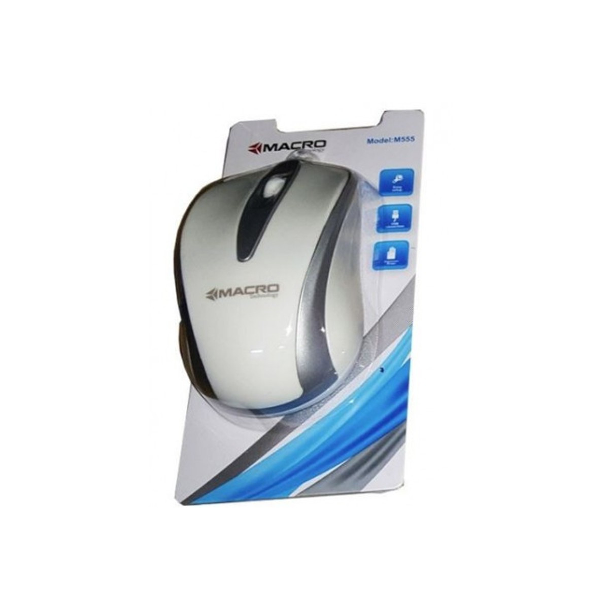 Souris Optique USB Macro M555 – Blanc – M555-BLANC