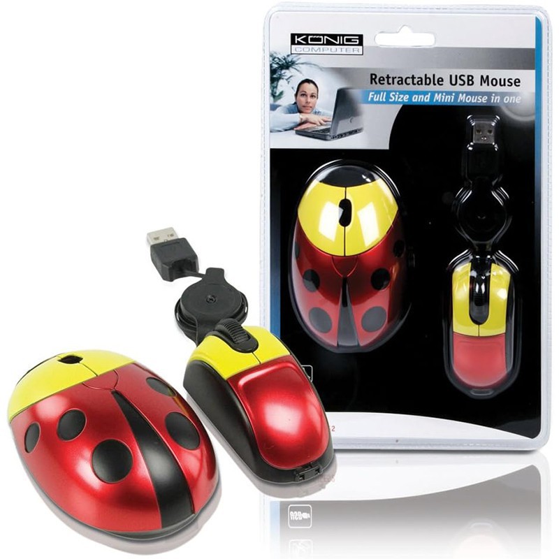 Souris Standard & Mini Souris König CMP-MOUSE52 – Rouge & jaune – K-MOUSE52