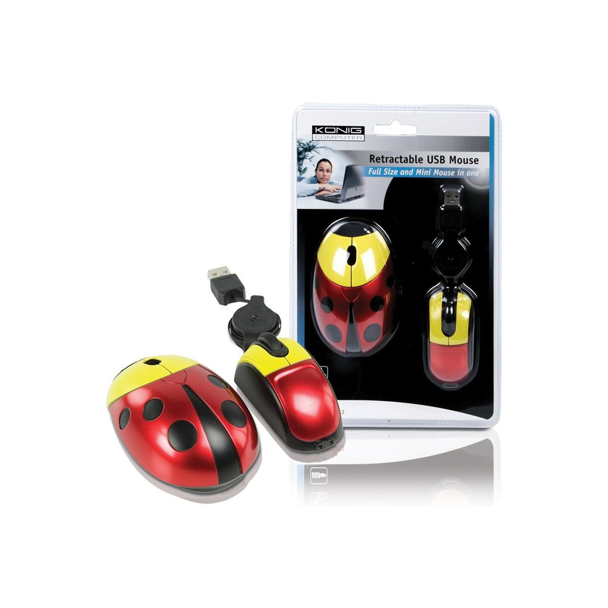 Souris Standard & Mini Souris König CMP-MOUSE52 – Rouge & jaune – K-MOUSE52