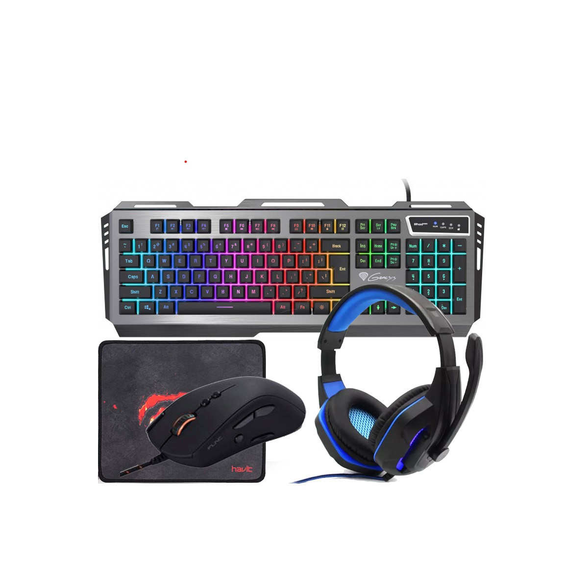 Pack Gaming : Clavier + Micro Casque + Souris + Tapis Souris – PK-GAMING1