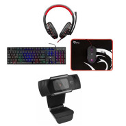 Pack Gaming 5EN1 WHITE SHARK : Clavier + Souris + Tapis + Casque + Webcam – PACK-GWC-GC