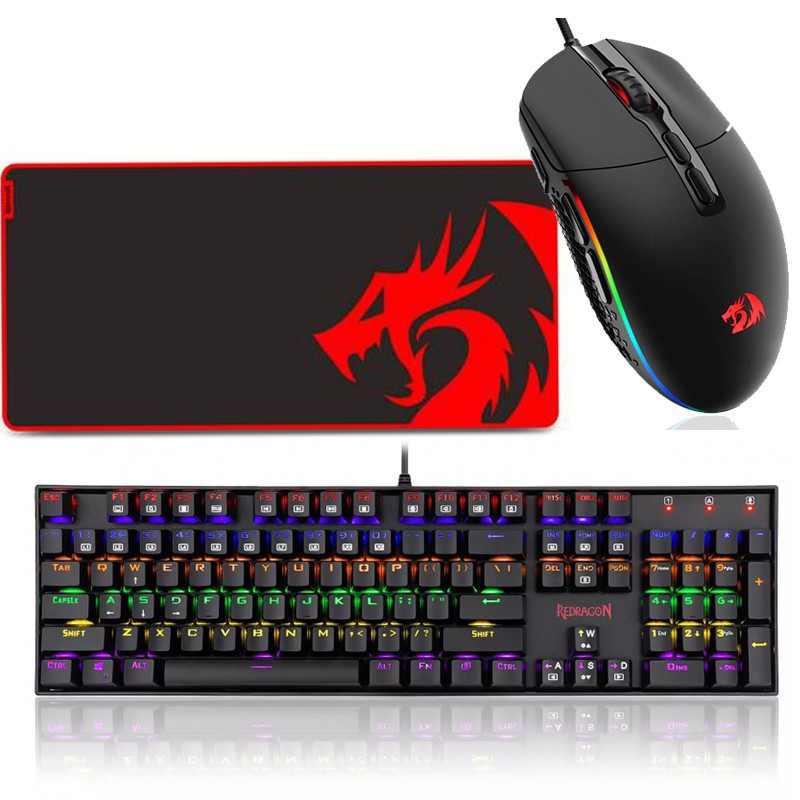 Pack Platinum Gaming Redragon: Clavier + Sourie + Tapis – PACK_PLATINUM