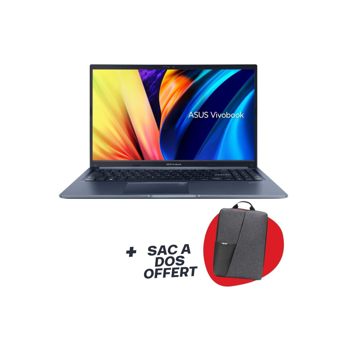 Pc Portable Asus VivoBook 15 X1502ZA / i3-1215U 12e Gén / 4 Go / Windows 11 / Bleu + Sac à dos Offert