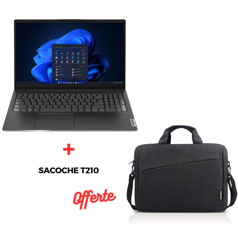 Pc Portable Lenovo V15 G3 IAP / I3 12 ème gén / 8 Go + Sacoche T210 Offerte