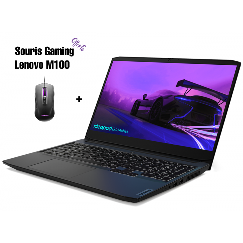 PC Portable Lenovo IdeaPad Gaming 3 15IHU6 / i5-11320H / 32 Go / RTX 3050 Ti 4GB / Noir + Souris Gaming Lenovo M100 Offerte