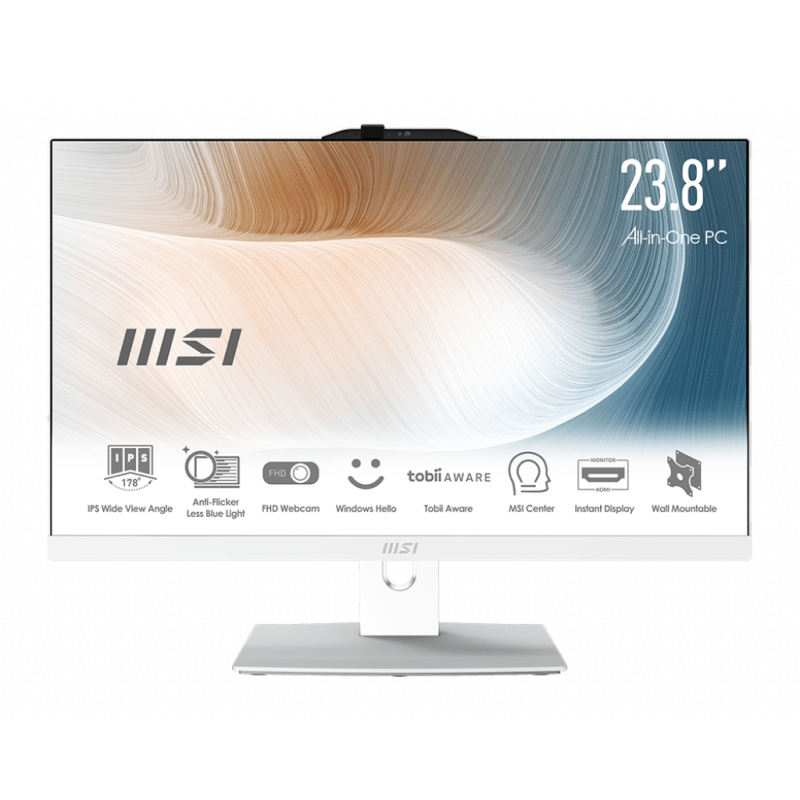 PC de bureau All in One MSI Modern AM242P 12M / i5 12è Gén / 8 Go / 512 Go SSD / Blanc