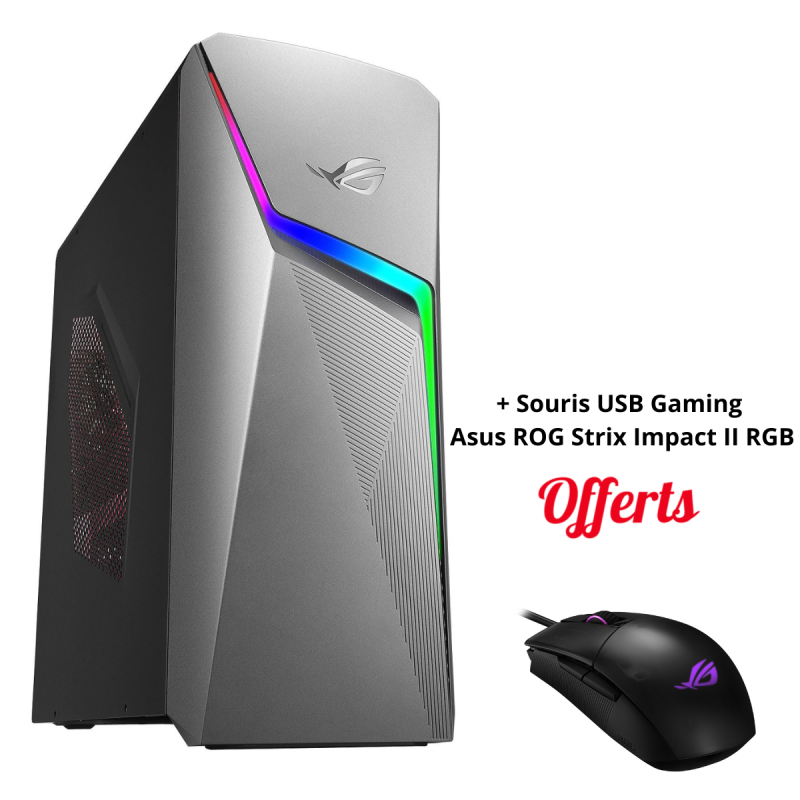 PC de Bureau Asus ROG Strix GL10CE / i5-11400F / RTX 3060 12G / 16 Go + Souris USB Gaming Asus ROG Strix Impact II RGB