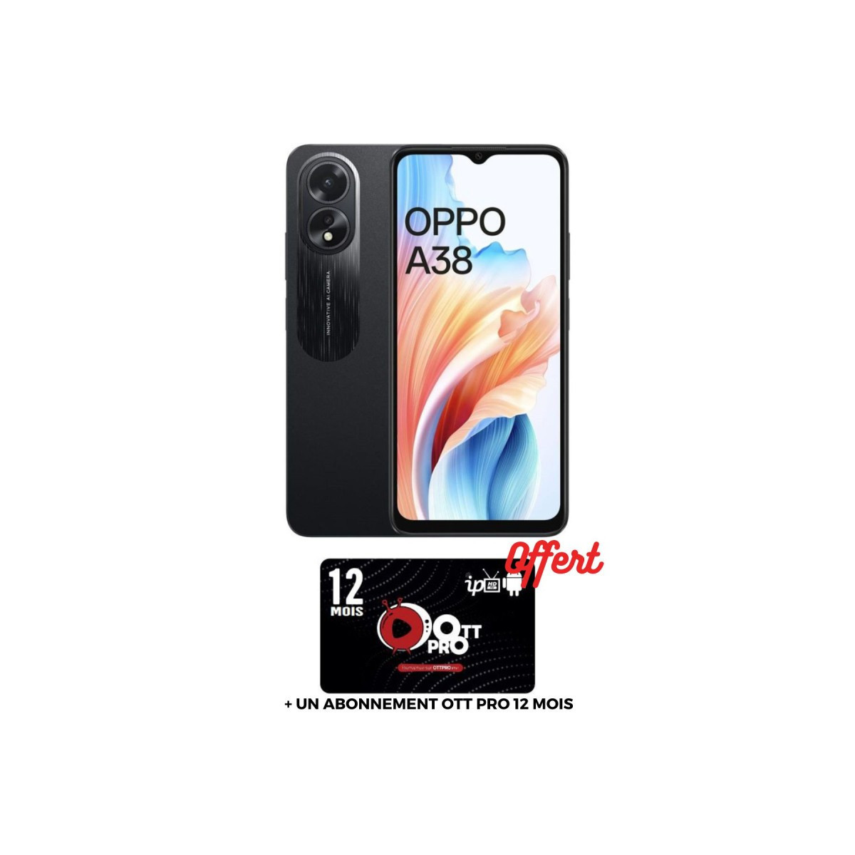 Smartphone Oppo A38 / 4G / 4 Go / 128 Go / Noir