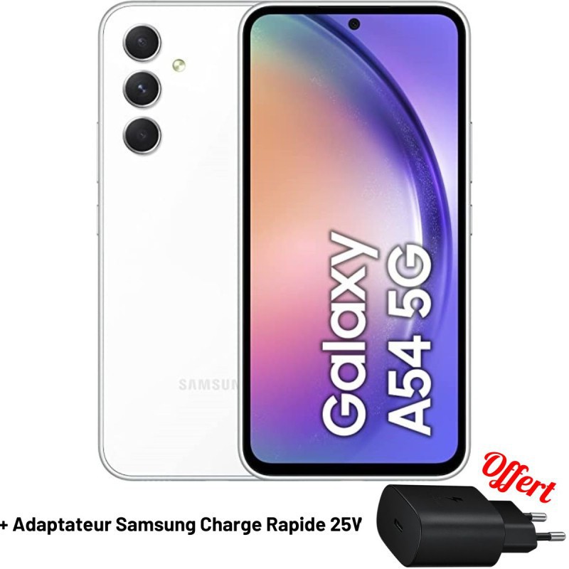 Smartphone Samsung Galaxy A54 / 8 Go / 128 Go / Blanc