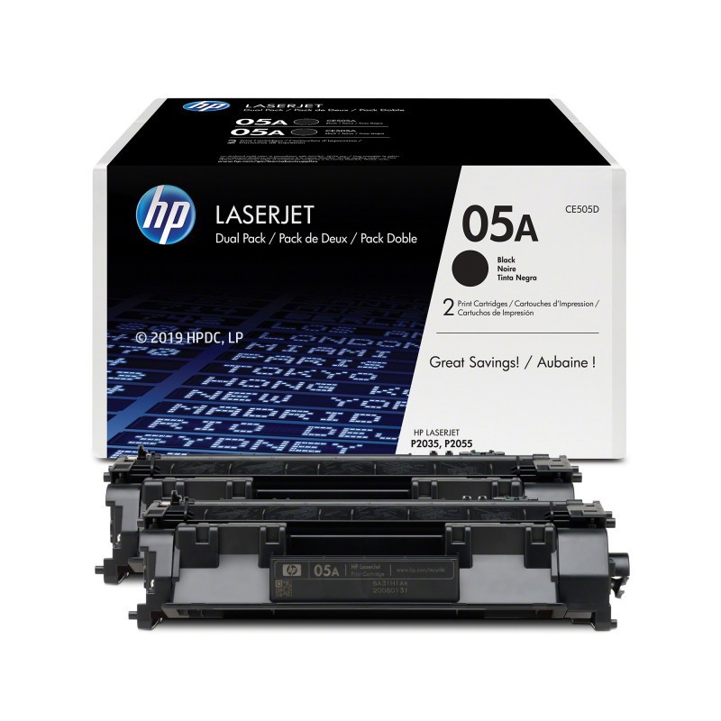 Pack 2x Toners Original HP LaserJet 05A / Noir