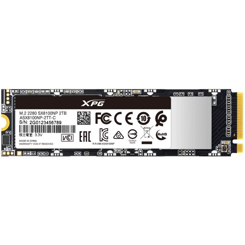 Disque Dur Interne SSD Adata XPG SX8100 PCIe Gen3x4 M.2 2280 / 2 To