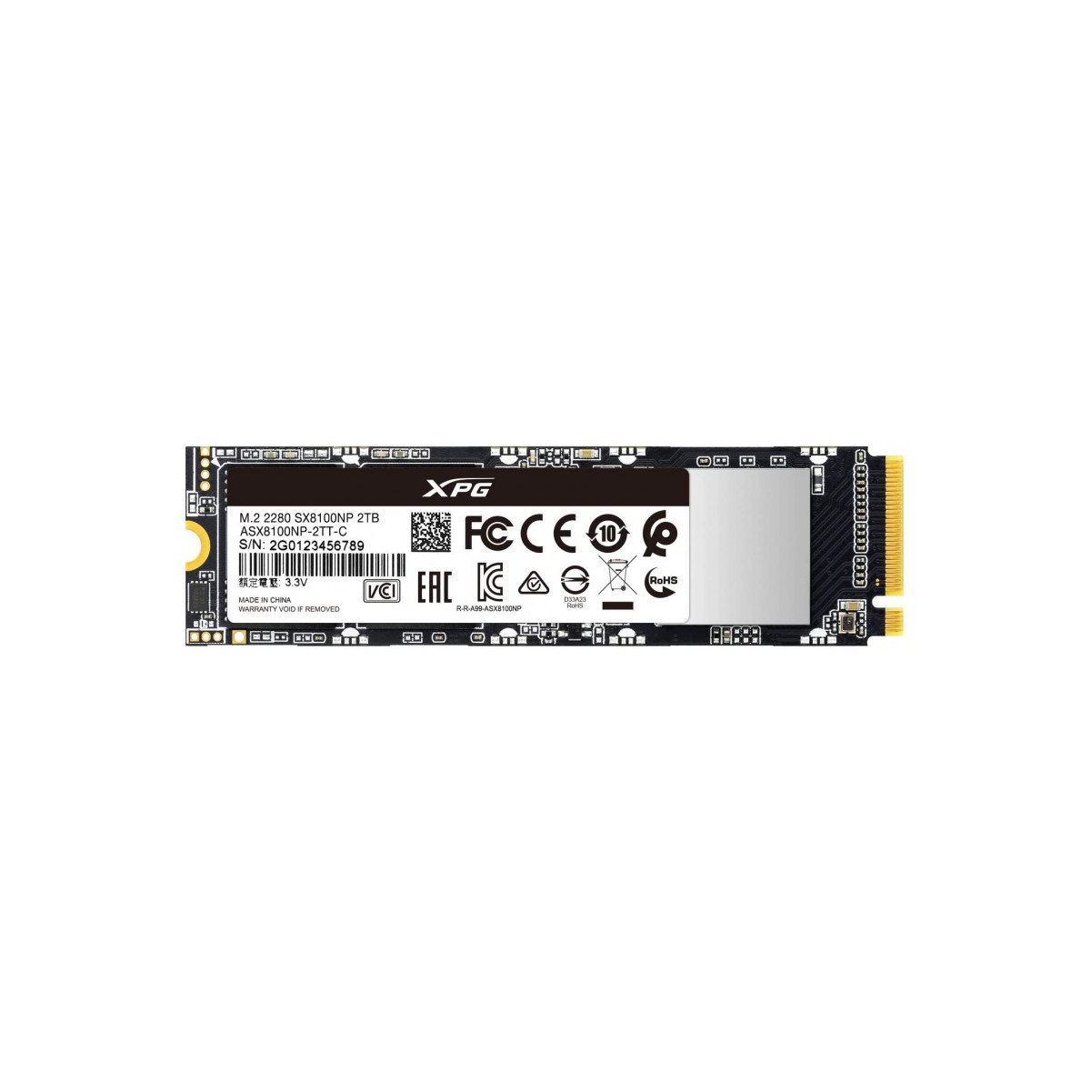 Disque Dur Interne SSD Adata XPG SX8100 PCIe Gen3x4 M.2 2280 / 2 To