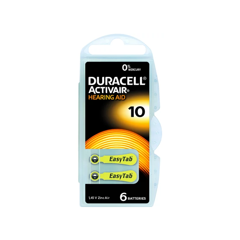 6X PILES DURACELL HEARING AID ZA 10