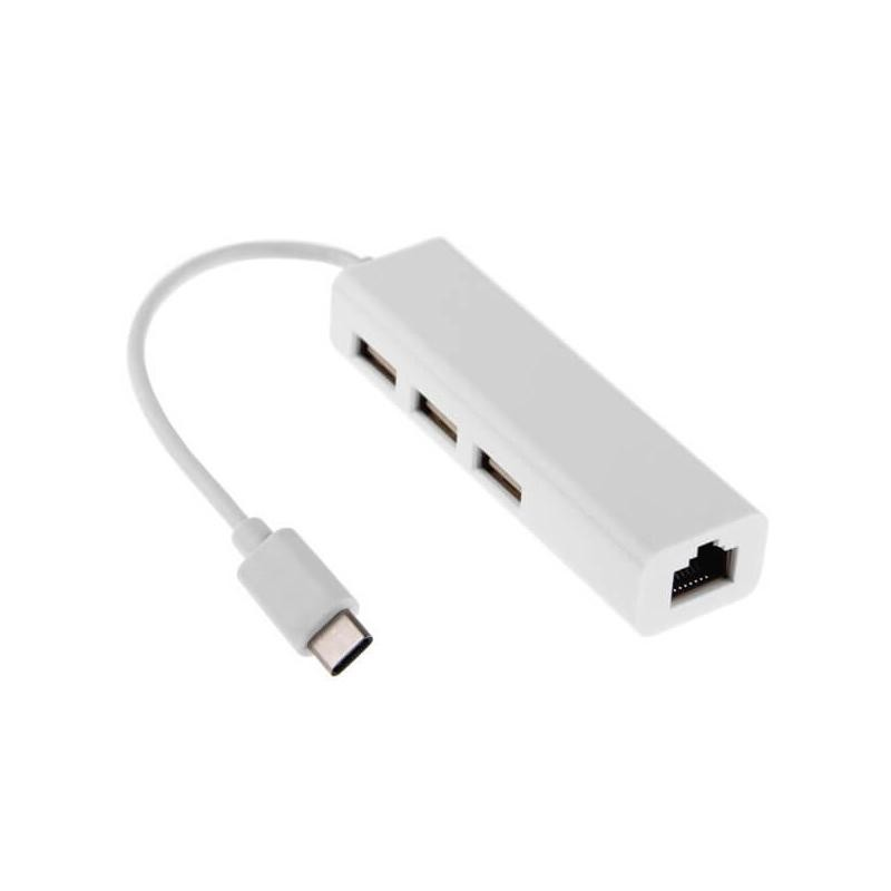 Adaptateur USB-C Ethernet RJ45 (3 ports USB intégrés)