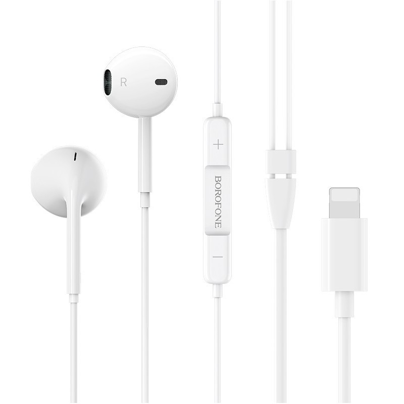 Écouteurs Borofone avec microphone BM32 / Lightning / Blanc