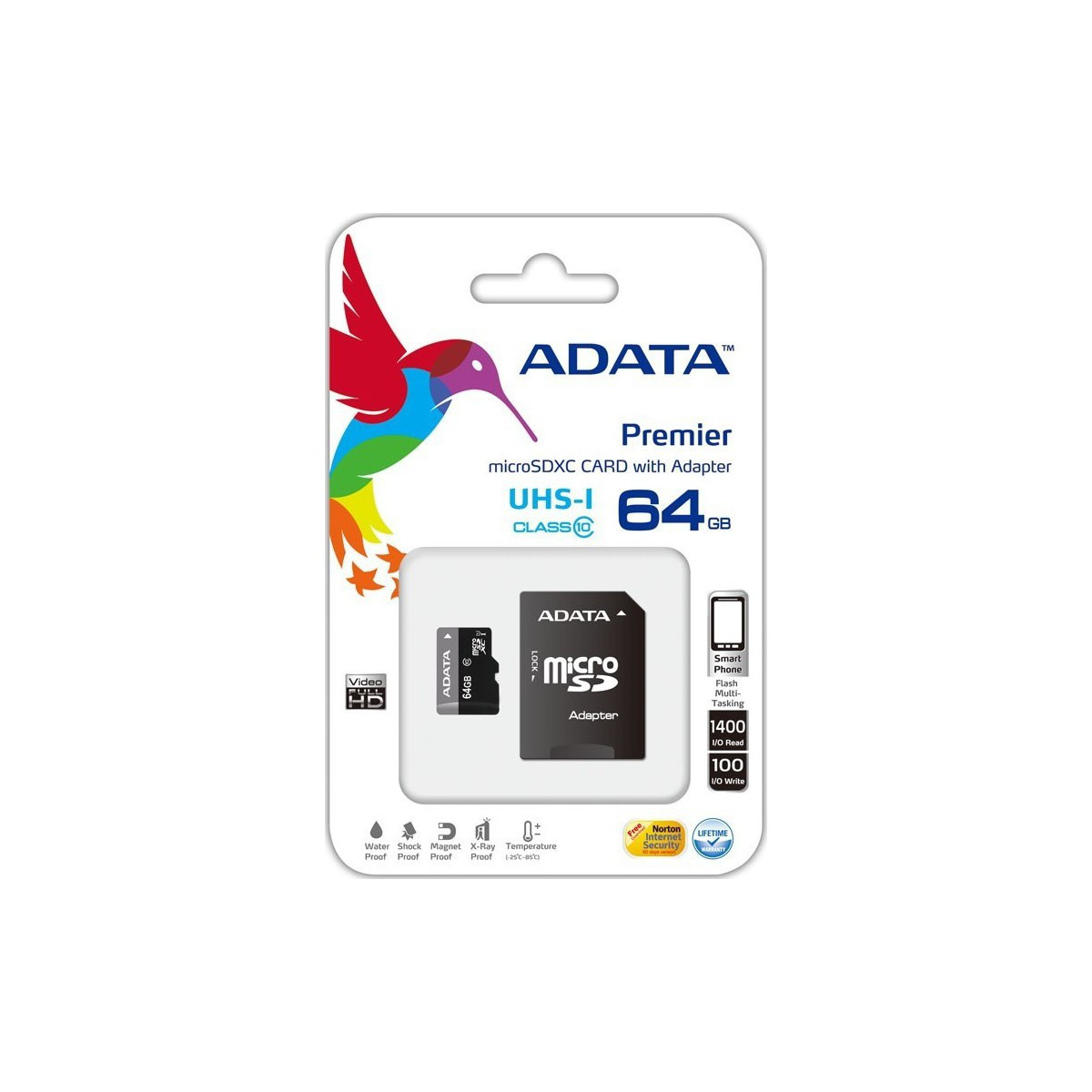 Carte mémoire Adata microSDXC 64 Go Class 10 + Adaptateur