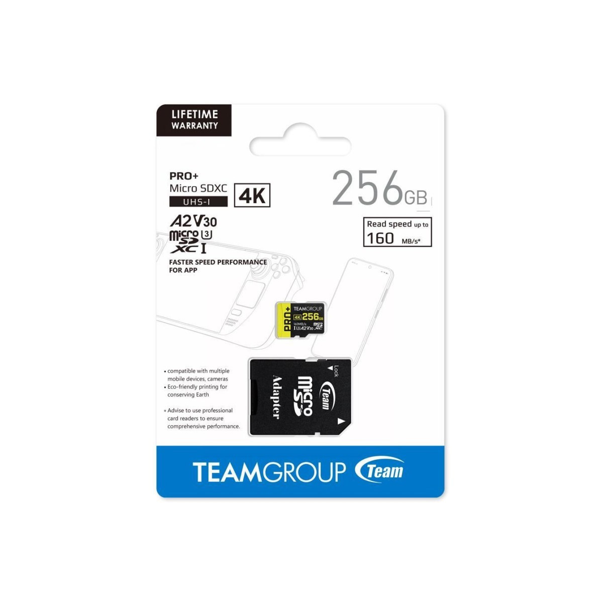 Carte mémoire TEAMGROUP A2 Pro Plus Card 256GB Micro SDXC UHS-I U3 A2