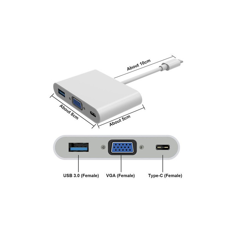 Adaptateur Type-C to VGA+ USB + Type-C