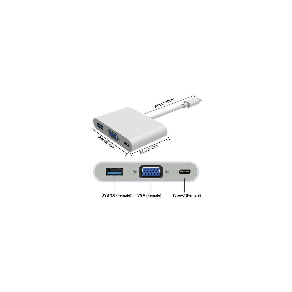 Adaptateur Type-C to VGA+ USB + Type-C